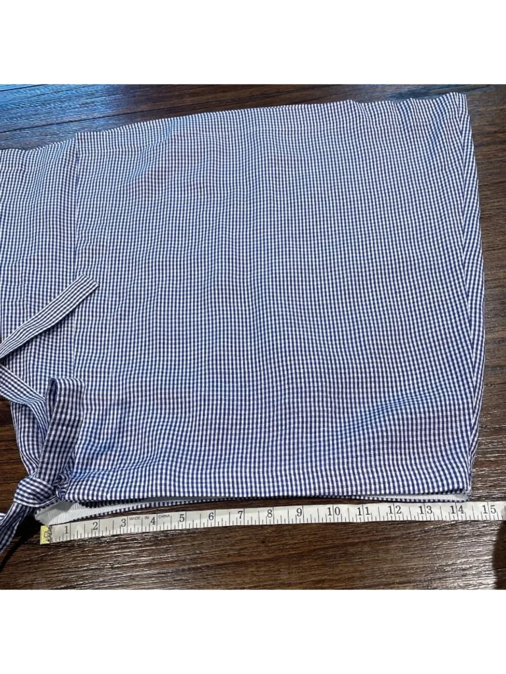 NWT J.Crew Faux Wrap Skirt Sz 6 Blue White Gingham Preppy Coastal Knee Length
